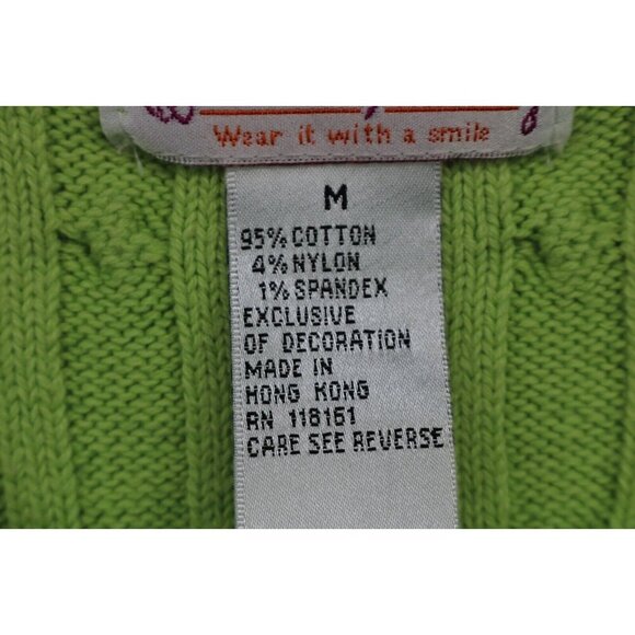 Quacker Factory Lime Green Short Sleeve Sweater-Medium-Sequins - Picture 6 of 10